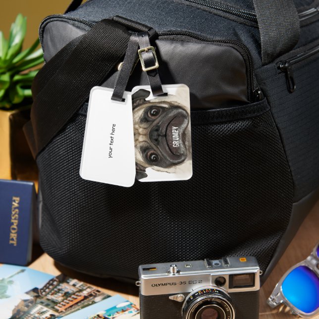 Étiquette À Bagage Cadeaux Grumpy Puggy (Recto & Verso)