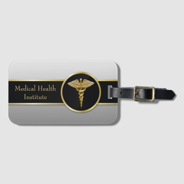 Étiquette À Bagage Caducée Médicale professionnel d'or - étiquette de (Devant Horizontal)