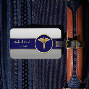 Étiquette À Bagage Caduceus Médicale professionnel Gold Blue