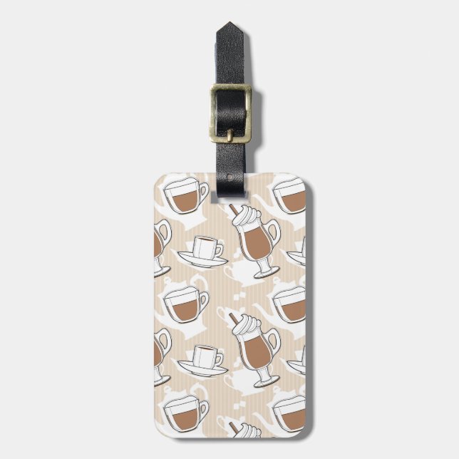 Étiquette À Bagage Café, motif doux (Devant Vertical)