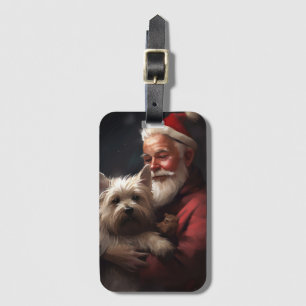 Étiquette À Bagage Cairn Terrier Avec Noël Festif Du Père Noël
