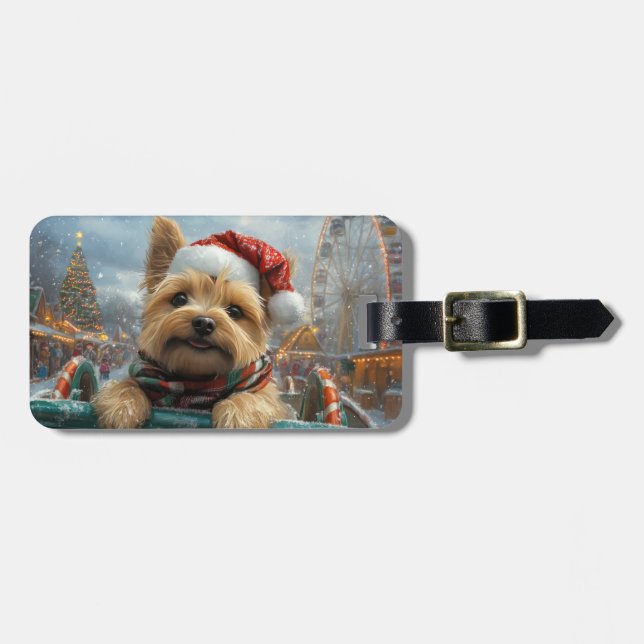 Étiquette À Bagage Cairn Terrier Dog Roller Dessous de verre Noël (Devant horizontal)
