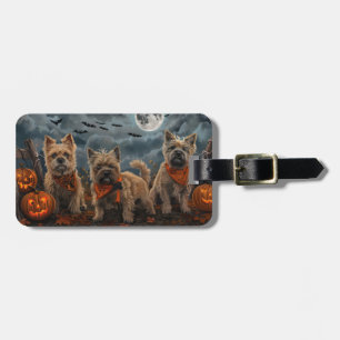 Étiquette À Bagage Cairn Terrier Halloween Éffrayant