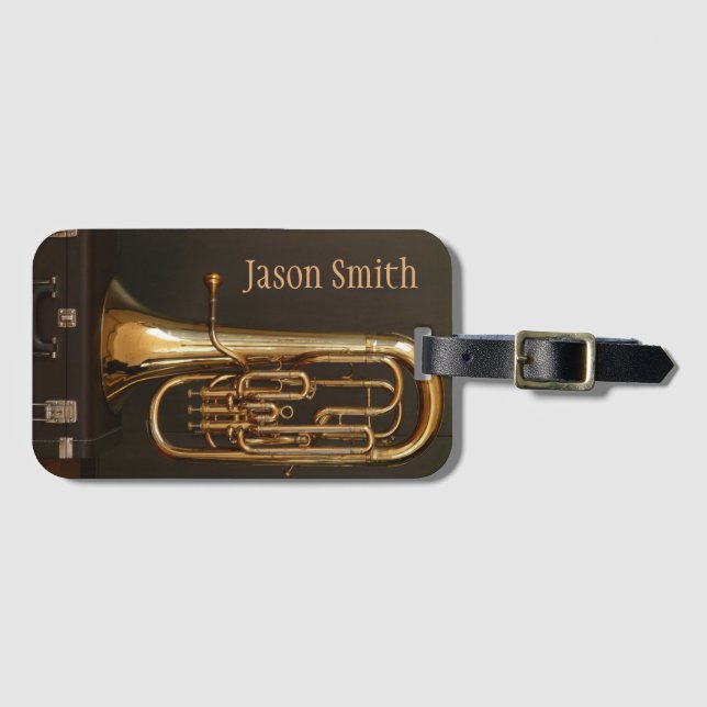 Étiquette À Bagage Caisse nommée d'instrument en laiton d'euphonium (Devant Horizontal)