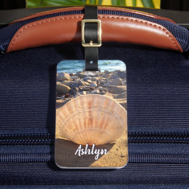 Étiquette À Bagage California sandre seashell photo nom personnalisé (Insitu Rectoal 2)