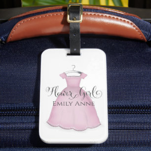 Étiquette À Bagage Calligraphie Fille Rose Aquarelle Cute