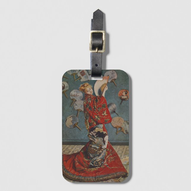 Étiquette À Bagage Camille Monet en costume japonais par Claude Monet (Devant Vertical)