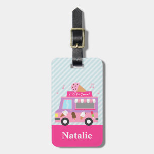 Étiquette À Bagage Camion rose pourpre doux de crème glacée pour des