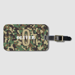 Étiquette À Bagage Camo camouflage vert Brown beige Nom du monogramme