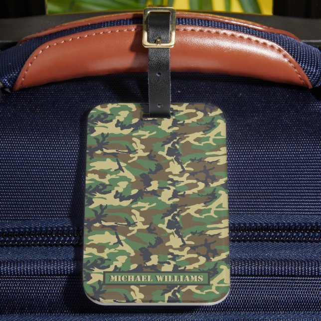 Étiquette À Bagage Camo Militaire Woodland - Personnalisé (Insitu Rectoal 2)
