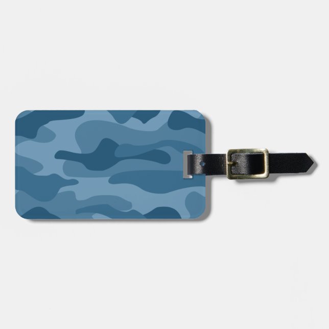 Étiquette À Bagage Camo Monocolore Bleu Acier (Devant horizontal)