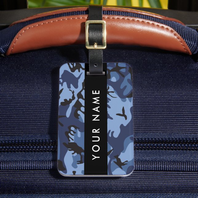 Étiquette À Bagage Camouflage bleu marine Votre nom Personnalisez (Insitu Rectoal 2)