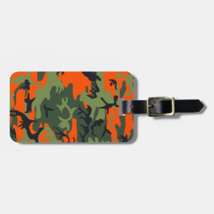 Étiquette À Bagage Camouflage de chasse orange de Camo de monogramme