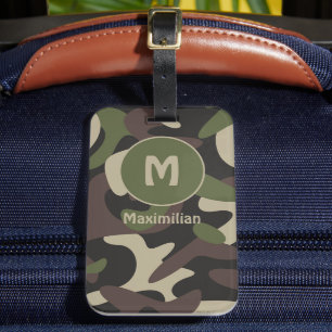 Étiquette À Bagage Camouflage militaire Vert Motif Brown Monogramme