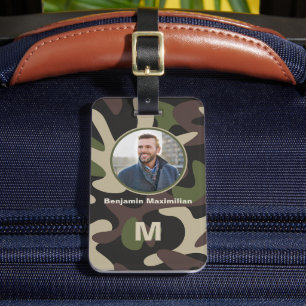 Étiquette À Bagage Camouflage militaire Vert photo Brown Monogramme