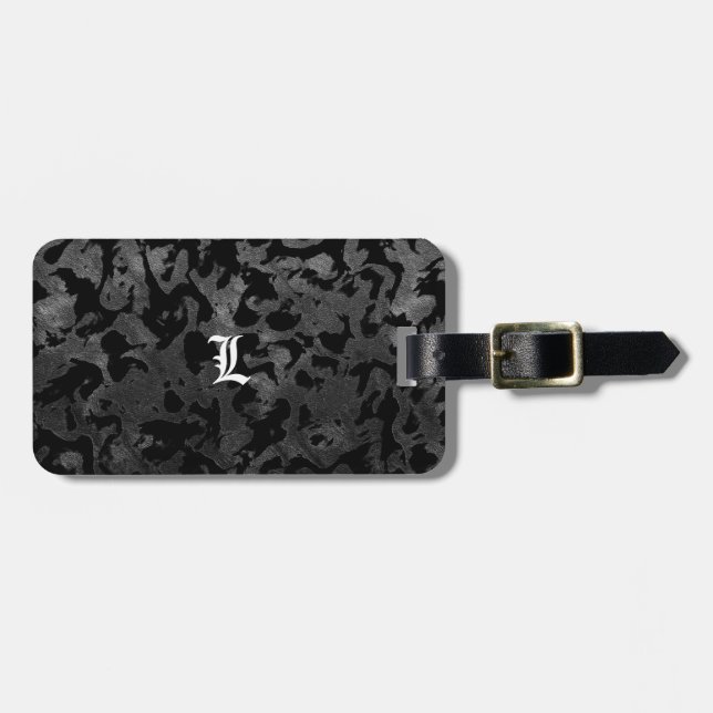 Étiquette À Bagage Camouflage moderne Camo-noir et gris foncé (Devant horizontal)