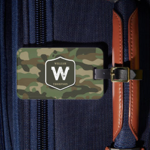 Étiquette À Bagage Camouflage vert Camo Motif de l'armée Monogramme