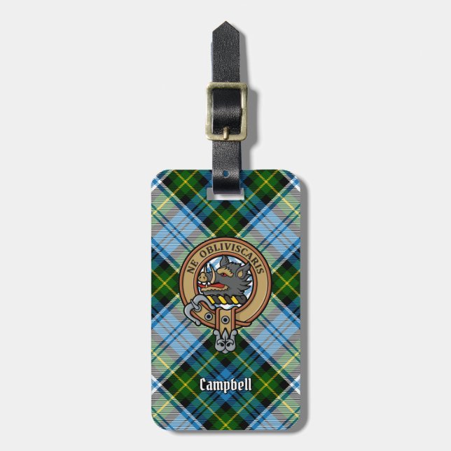 Étiquette À Bagage Campbell Crest au-dessus de Tartan (Devant Vertical)