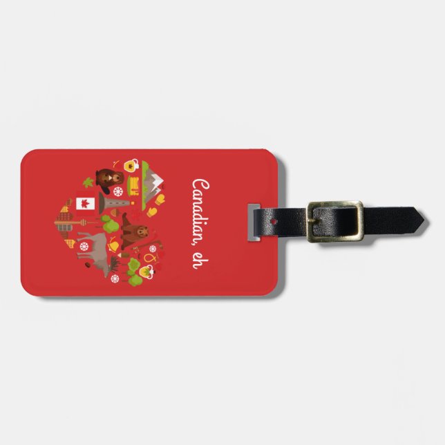 Étiquette À Bagage Canadien, hein. Coeur canadien. (Devant horizontal)