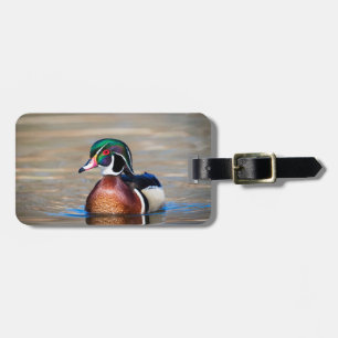 Étiquette À Bagage Canard à bois dans un étang