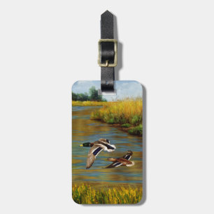Étiquette À Bagage Canards-Majards Survolant L'Étang