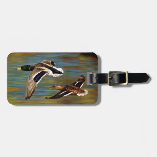 Étiquette À Bagage Canards-Majards Survolant L'Étang