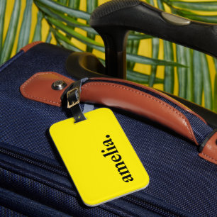 Étiquette À Bagage Canary Jaune Couleur Solide Nom élégant