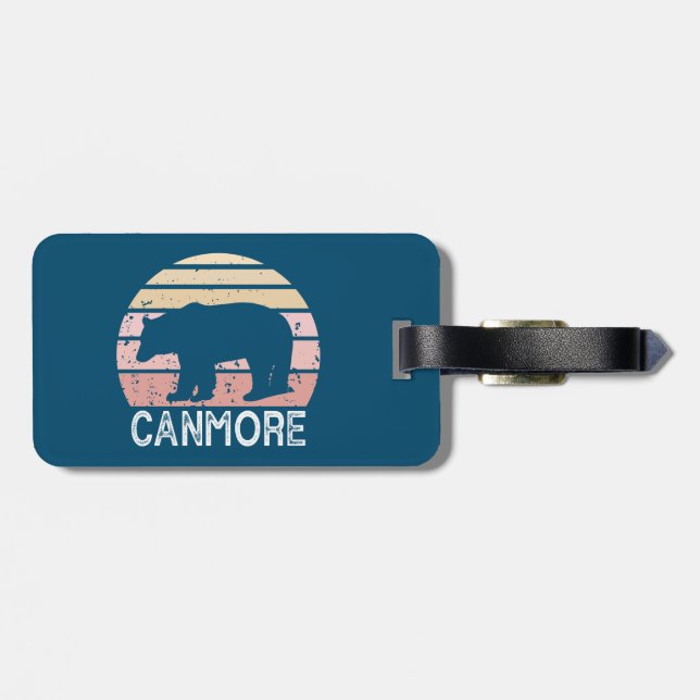 Étiquette À Bagage Canmore Alberta Ours Rétro (Dos horizontal)