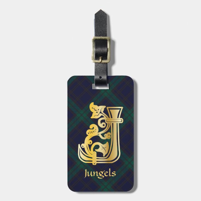 Étiquette À Bagage Capitale décorative botanique médiévale J (Devant Vertical)