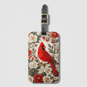 Étiquette À Bagage Cardinal du Nord Oiseau Belle Flore
