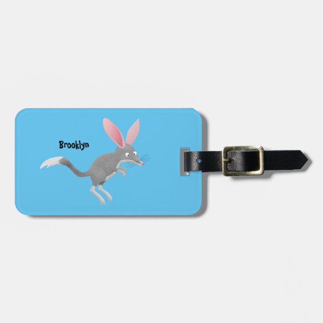 Étiquette À Bagage Caricature de bilby australien très heureuse (Devant horizontal)