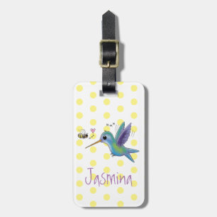 Étiquette À Bagage Caricature de colibri volant très agréable