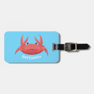 Étiquette À Bagage Caricature de crabe rouge cuite