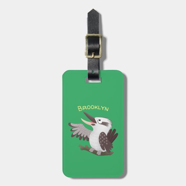 Étiquette À Bagage Caricature de kookaburra drôle et drôle (Devant Vertical)