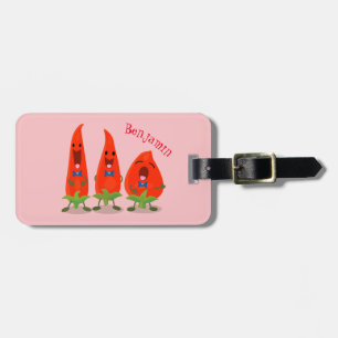 Étiquette À Bagage Caricature de piments chantants mignons