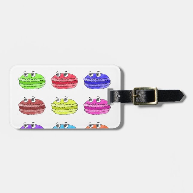 Étiquette À Bagage Caricature des Macarons (Devant horizontal)