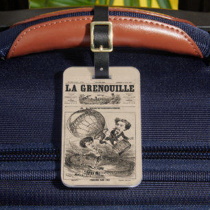 Étiquette À Bagage Caricature Française Du Ballooniste En Ballon À Ai
