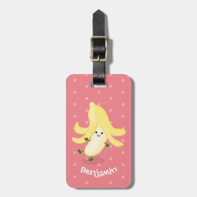 Étiquette À Bagage Caricature sur la banane de Cute kawaii (Devant Vertical)