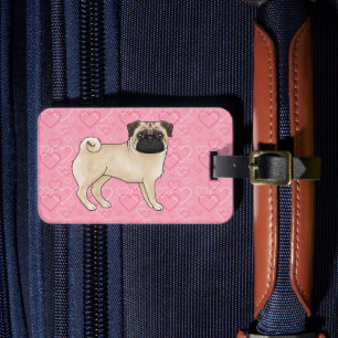 Étiquette À Bagage Carlin Fun Chien Cartoon Mops Love Heart Motif ros
