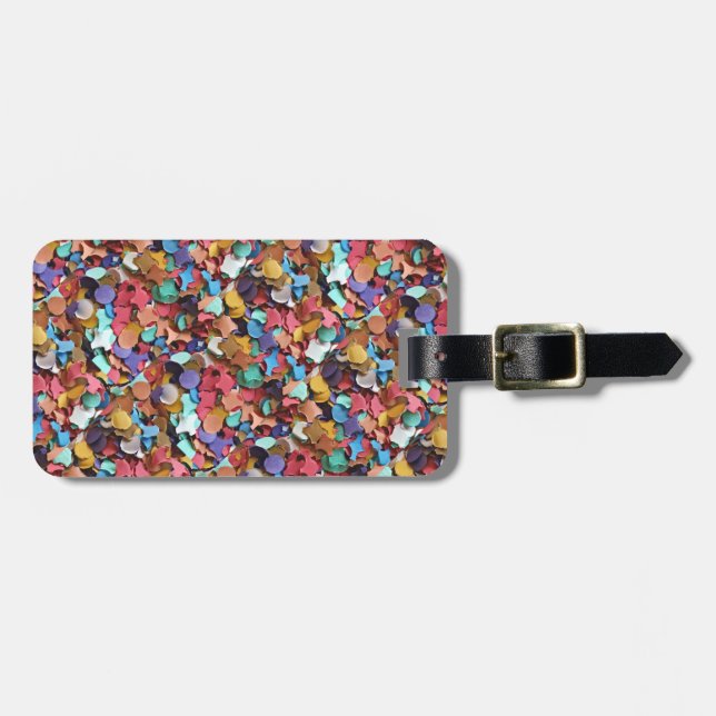 Étiquette À Bagage Carnaval de la fête Confetti Coloré papier amusant (Devant horizontal)