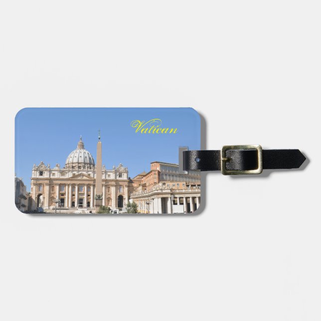 Étiquette À Bagage Carré de San Pietro à Vatican, Rome, Italie (Devant horizontal)