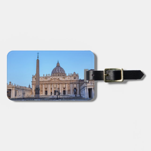 Étiquette À Bagage Carré Saint-Pierre en Cité du Vatican - Rome, Ital (Devant horizontal)