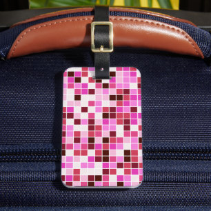 Étiquette À Bagage Carreaux de Piscine, Carreaux de Mosaïque Rose, Mo