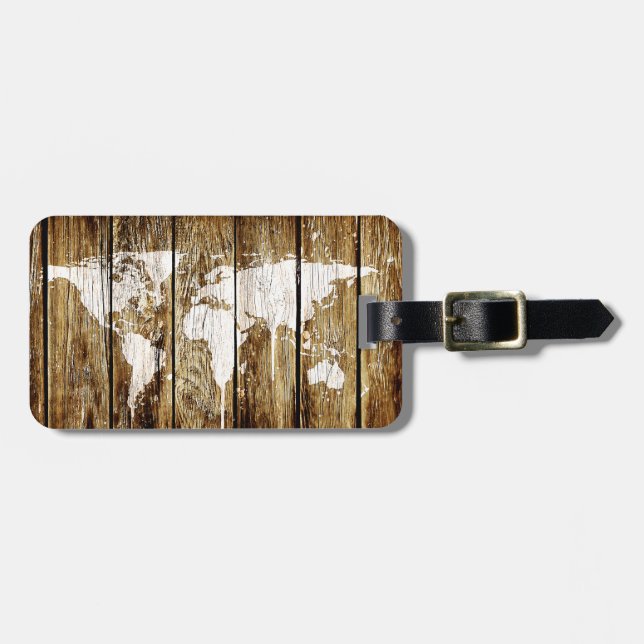 Étiquette À Bagage carte 2 du monde de grange (Devant horizontal)