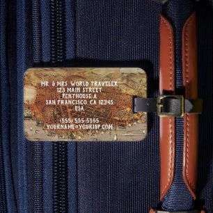 Étiquette À Bagage Carte aérienne antique de San Francisco, Californi