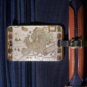 Étiquette À Bagage Carte antique de l'Europe par Willem Jansz Blaeu, 
