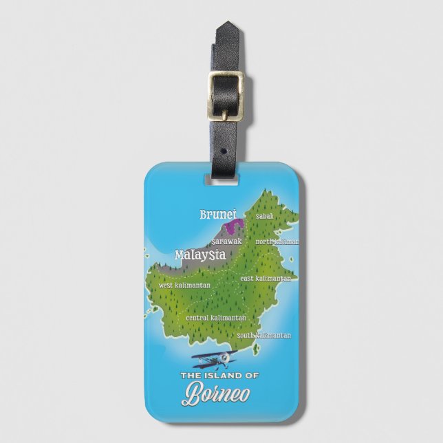 Étiquette À Bagage Carte de Bornéo (Devant Vertical)