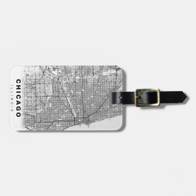 Étiquette À Bagage Carte de Chicago (Devant horizontal)