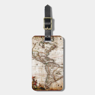 Étiquette À Bagage Carte de l'Antique Amérique du Nord et du Sud