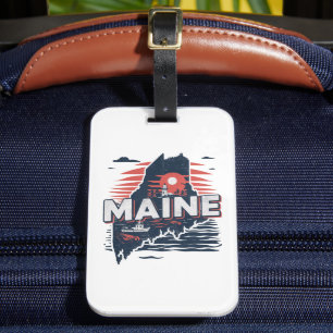 Étiquette À Bagage Carte de l'État du Maine USA Vintage pour Voyage